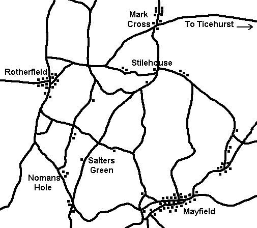 map of the area south of Mark Cross