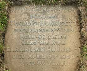 MI of William Hunnisett 1919